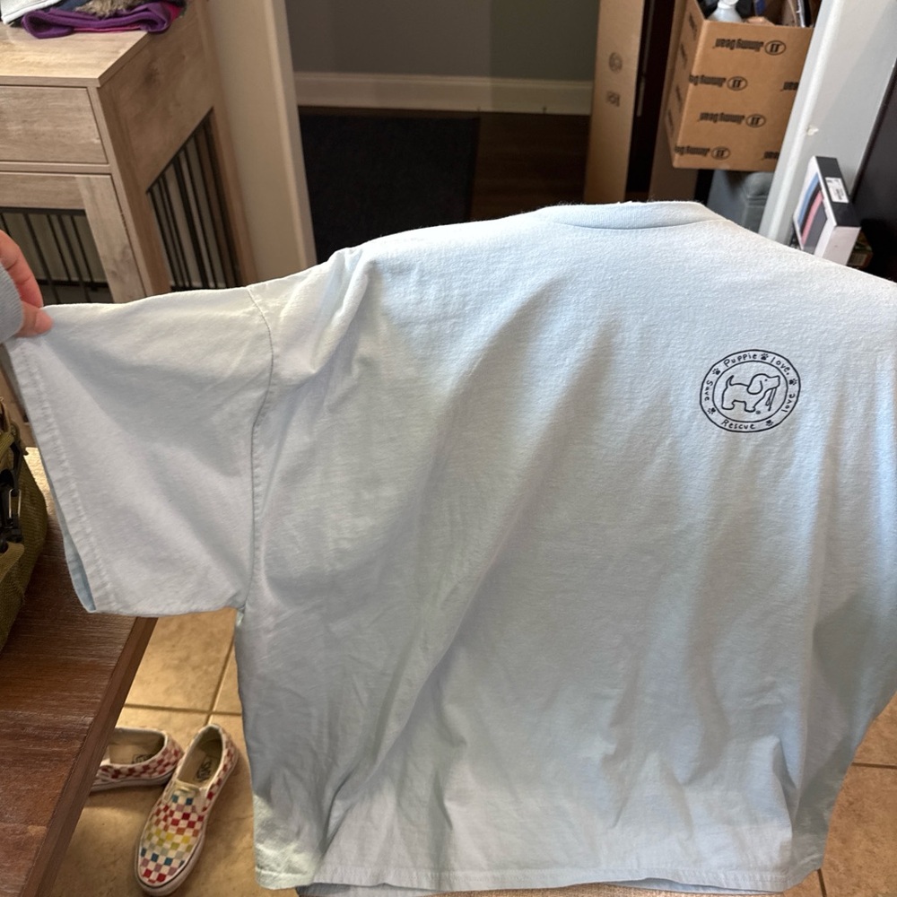 Puppie Love Light Blue Short Sleeve Graphic Tee - Picture 2 of 3